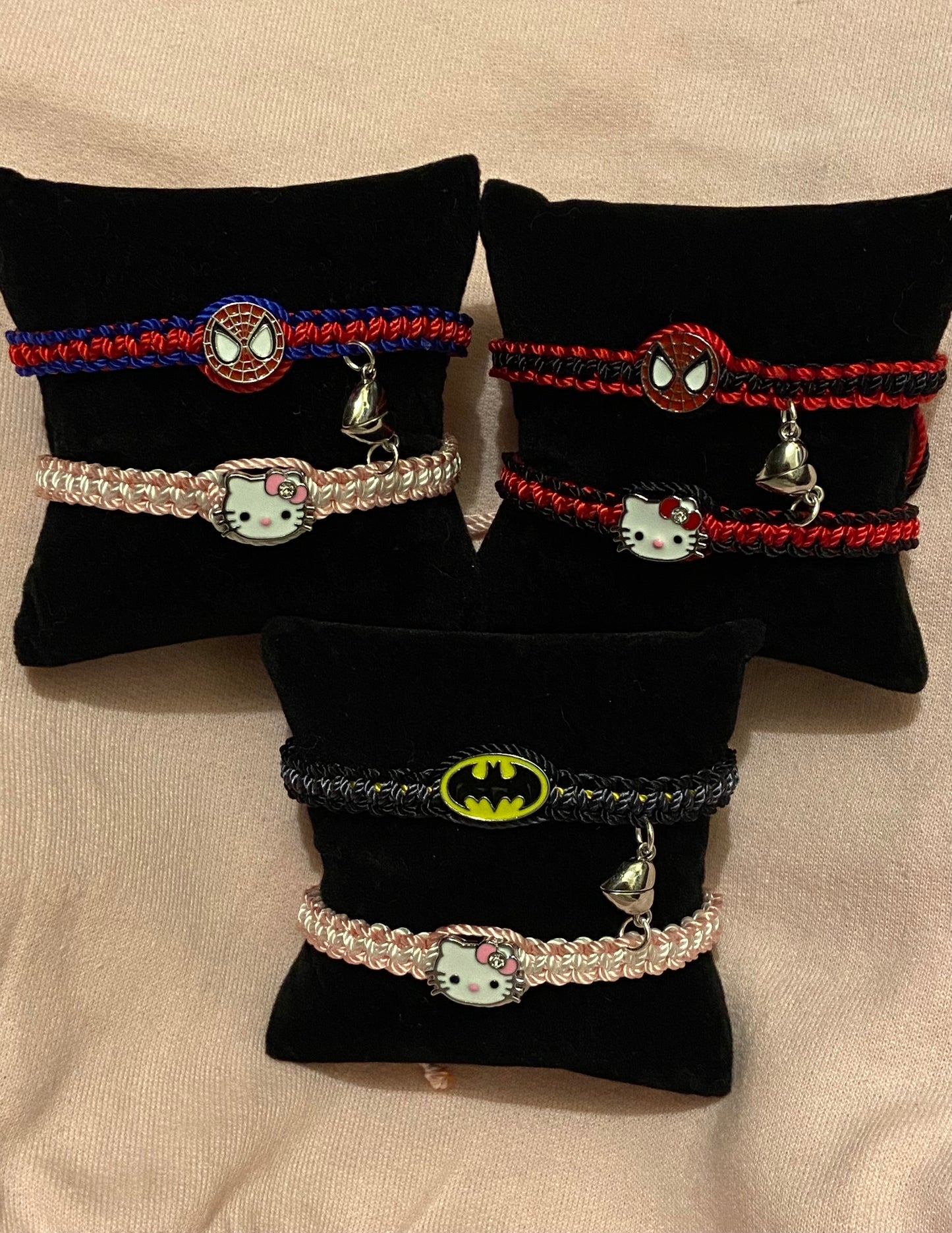Spiderman and Hello Kitty Bracelets