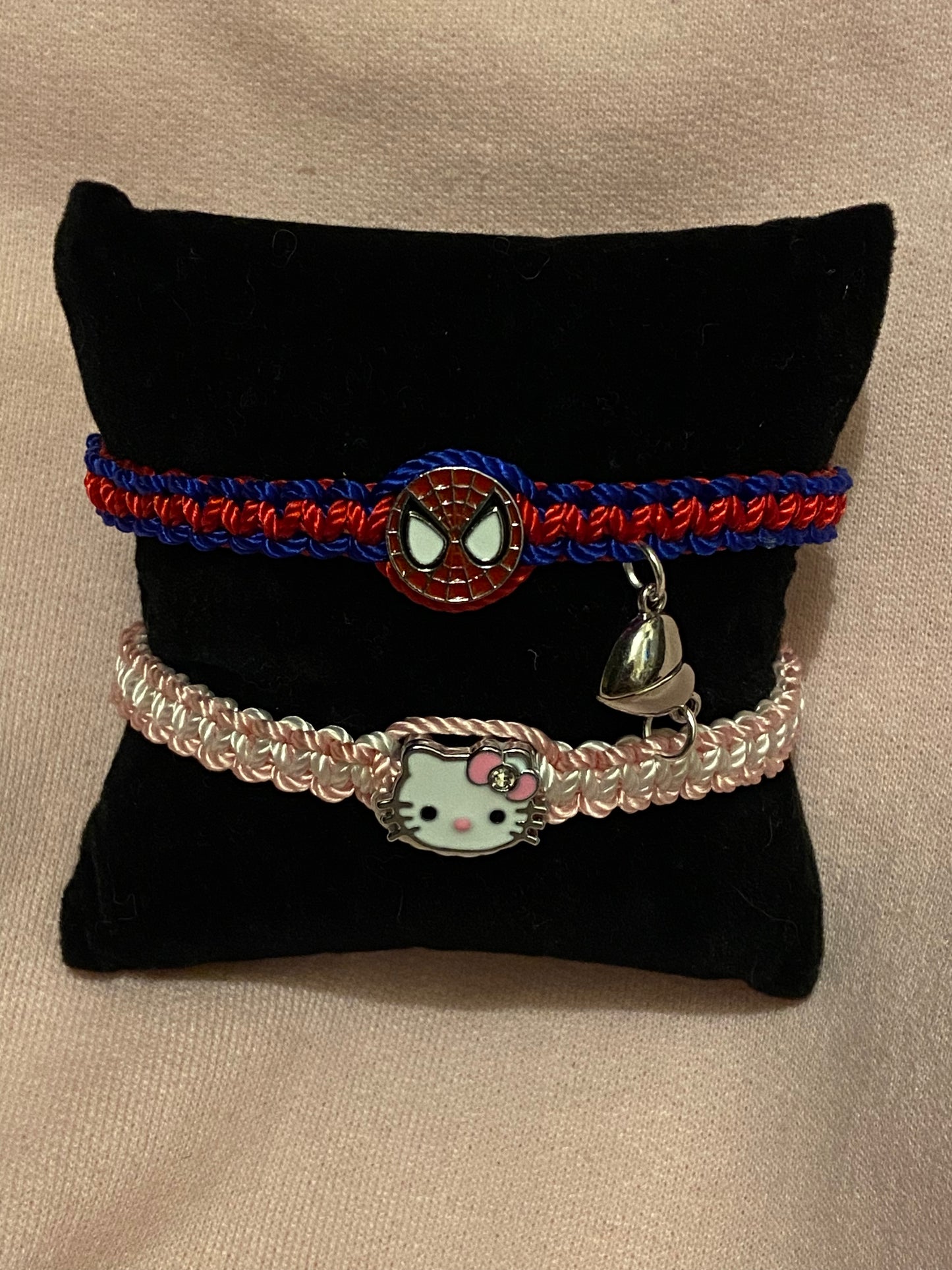 Spiderman and Hello Kitty Bracelets