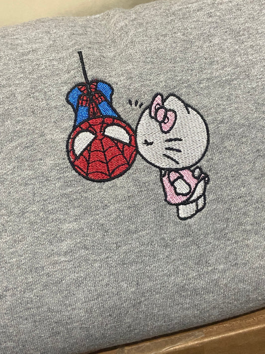 Spiderman and Hello Kitty Embroidered Sweater ♥️💙