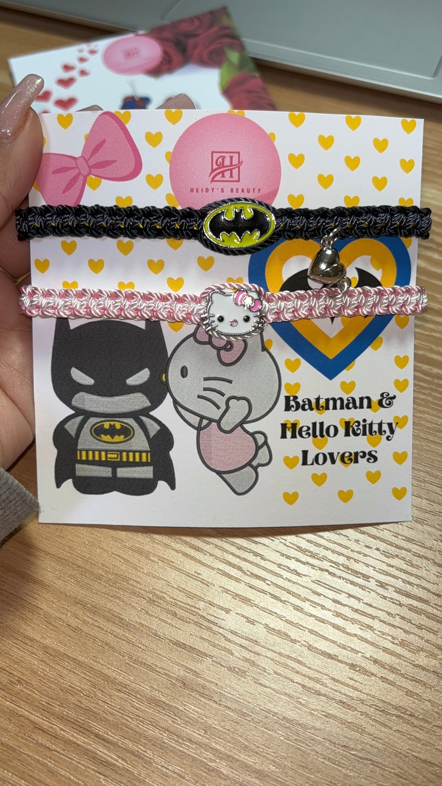 Batman & Hello Kitty Bracelets with Packaging