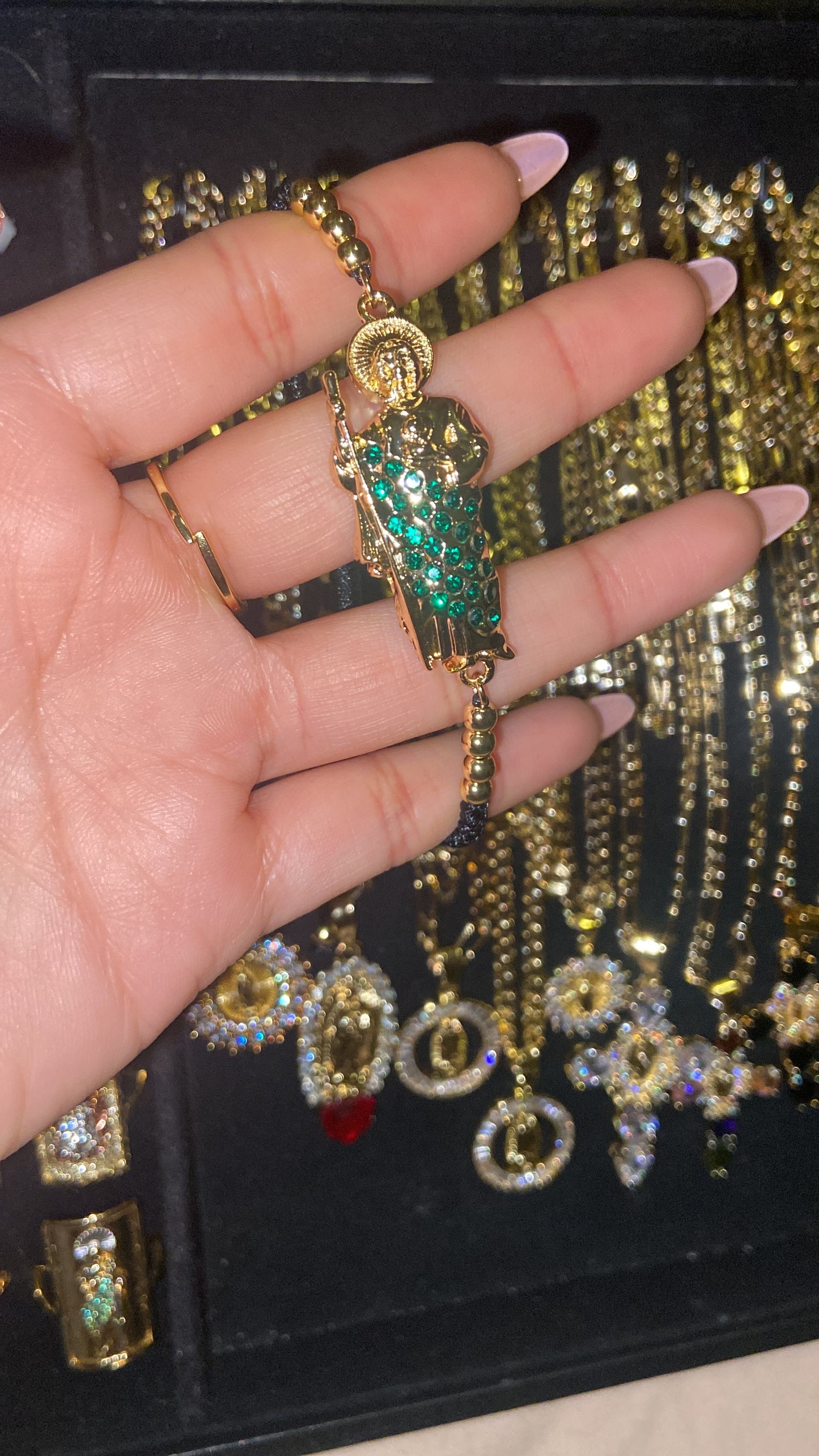 San Judas Gold Plated Adjustable Bracelet