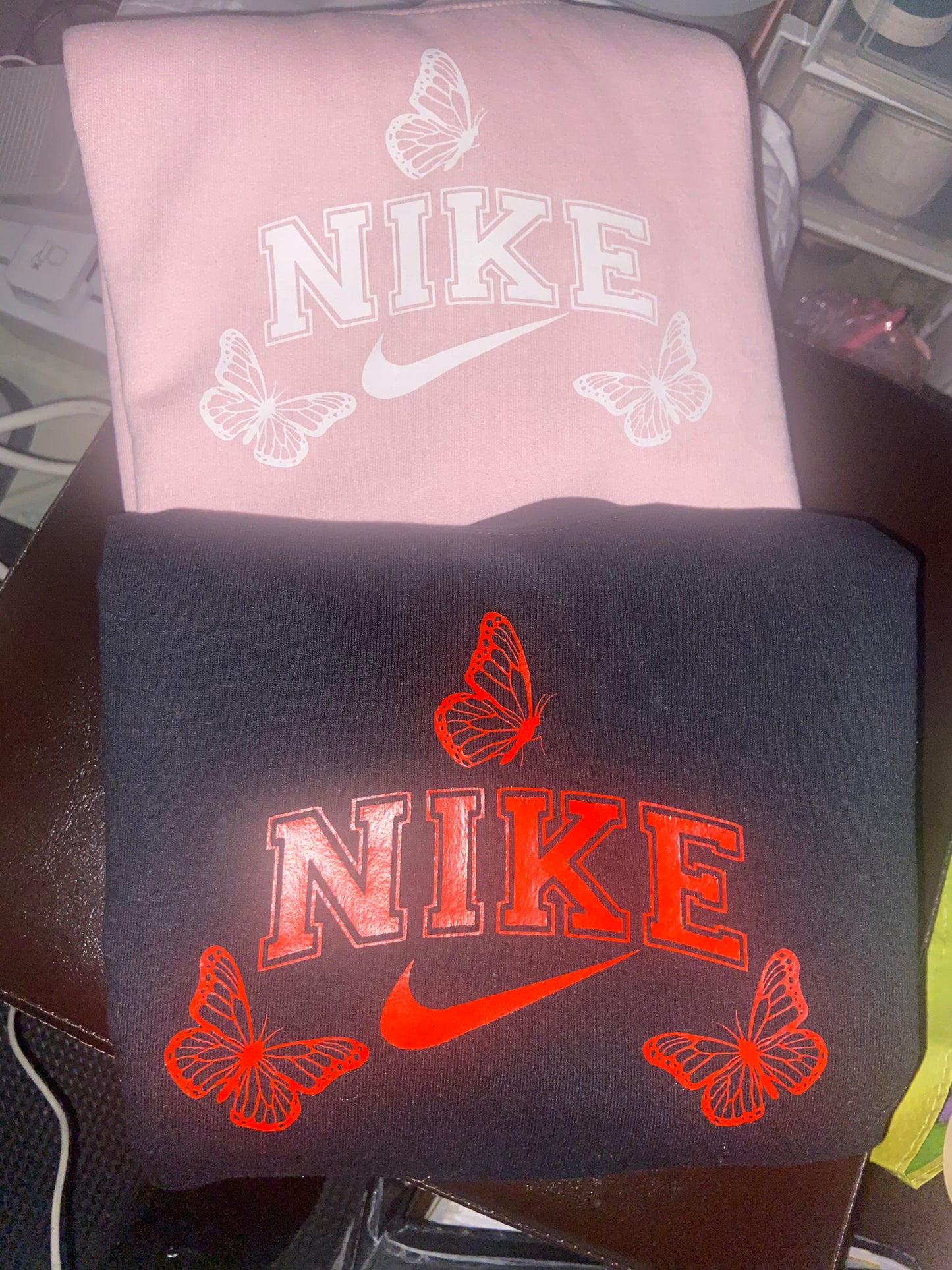 Pink Swoosh Crewneck Sweater