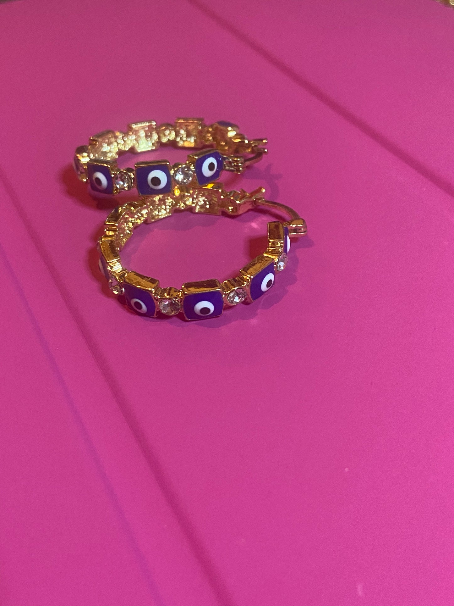 Blue Mal de Ojo Hoops