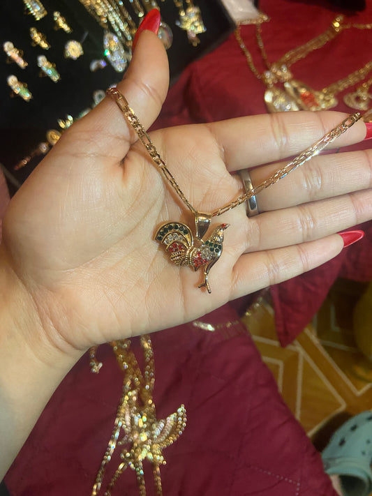 Tricolor Rooster Necklace