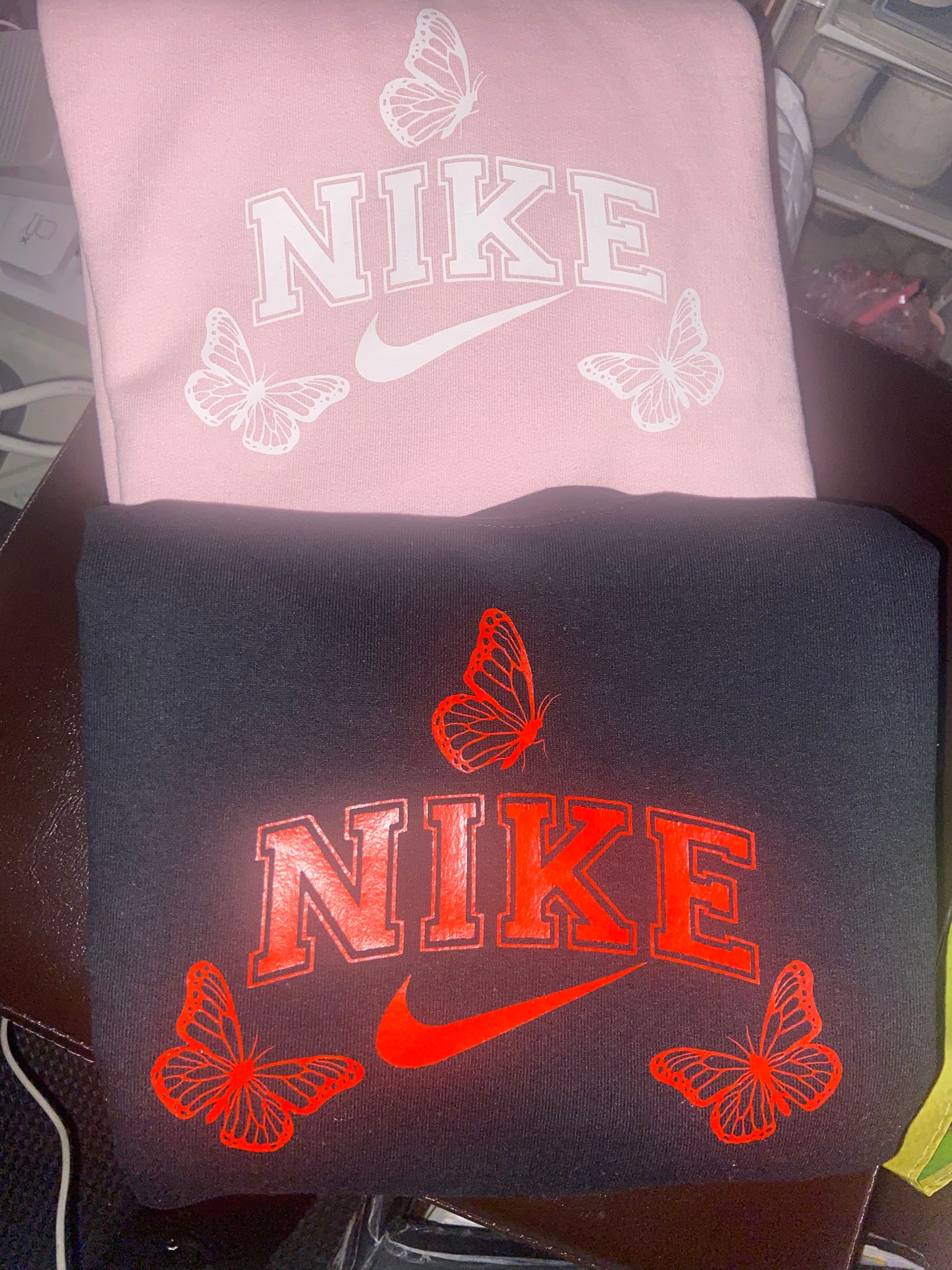 Pink Swoosh Crewneck Sweater