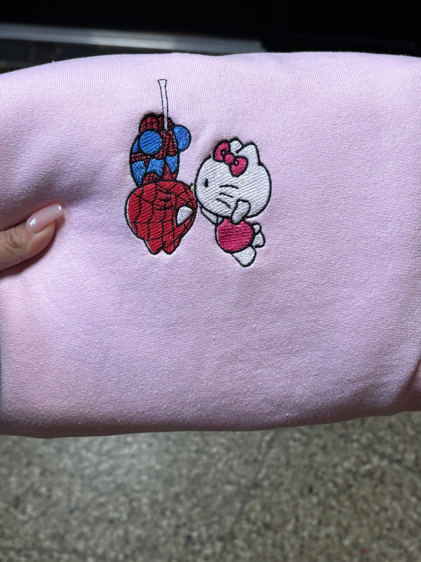 Spiderman & Kitty Kissing Embroidered Sweater