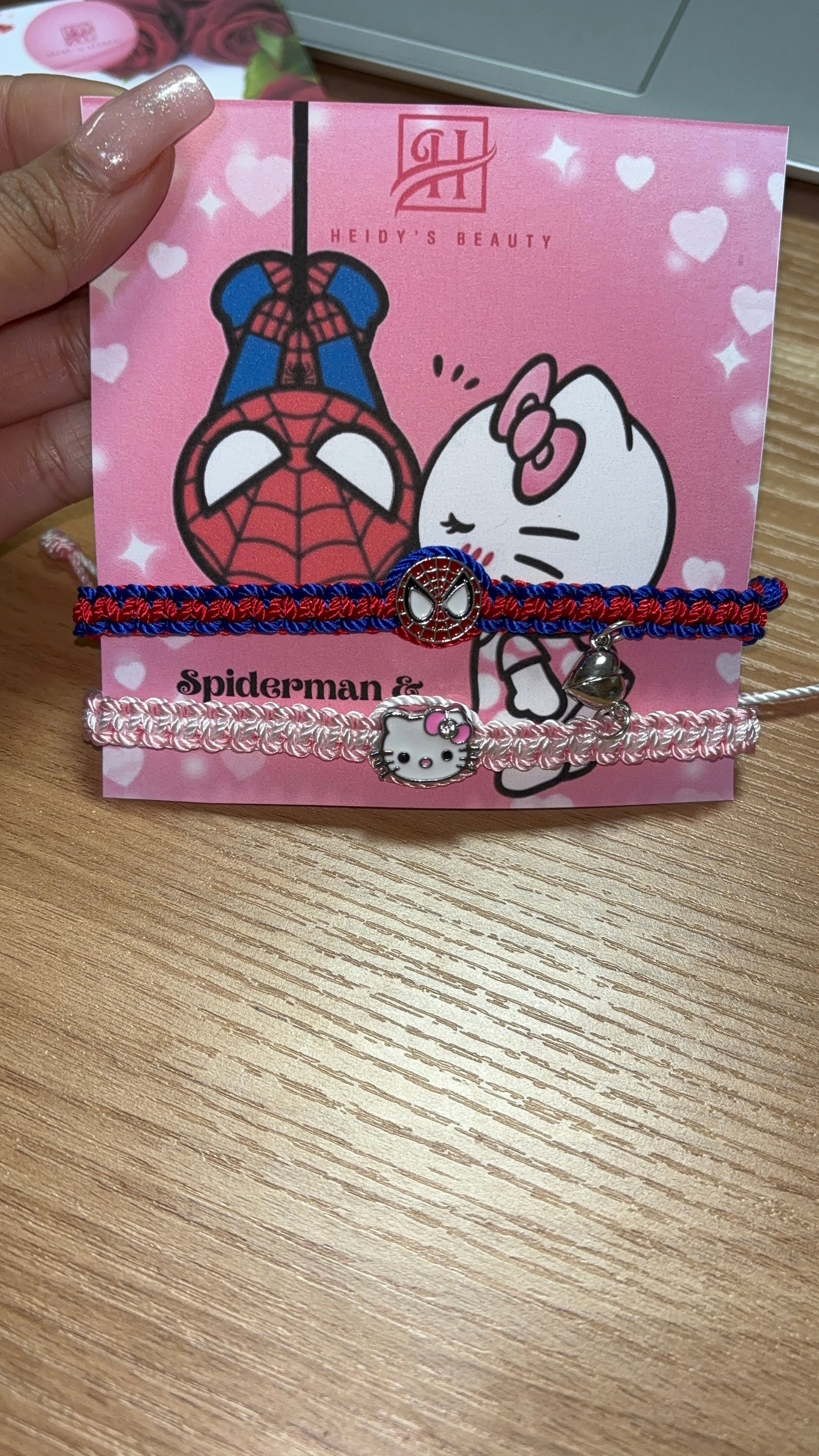 Spiderman & Hello Kitty Bracelets with Packaging