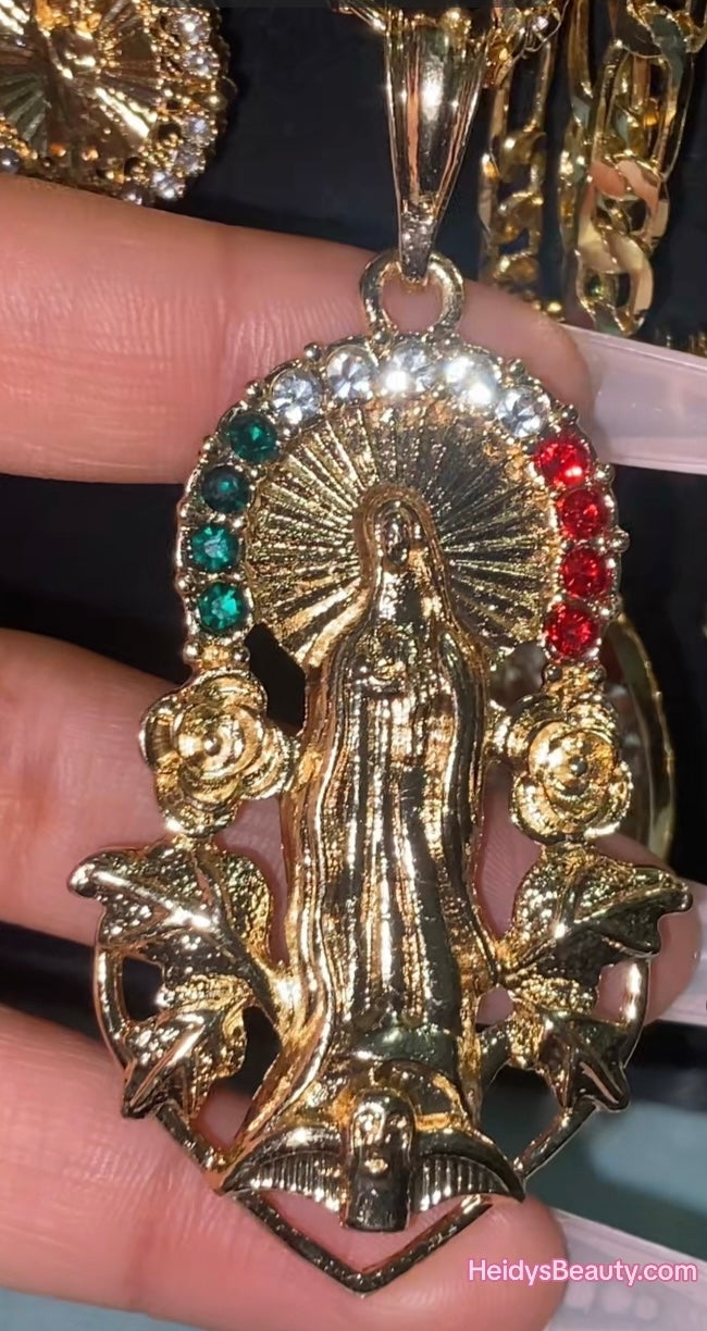 Virgen Necklace with Diamonds