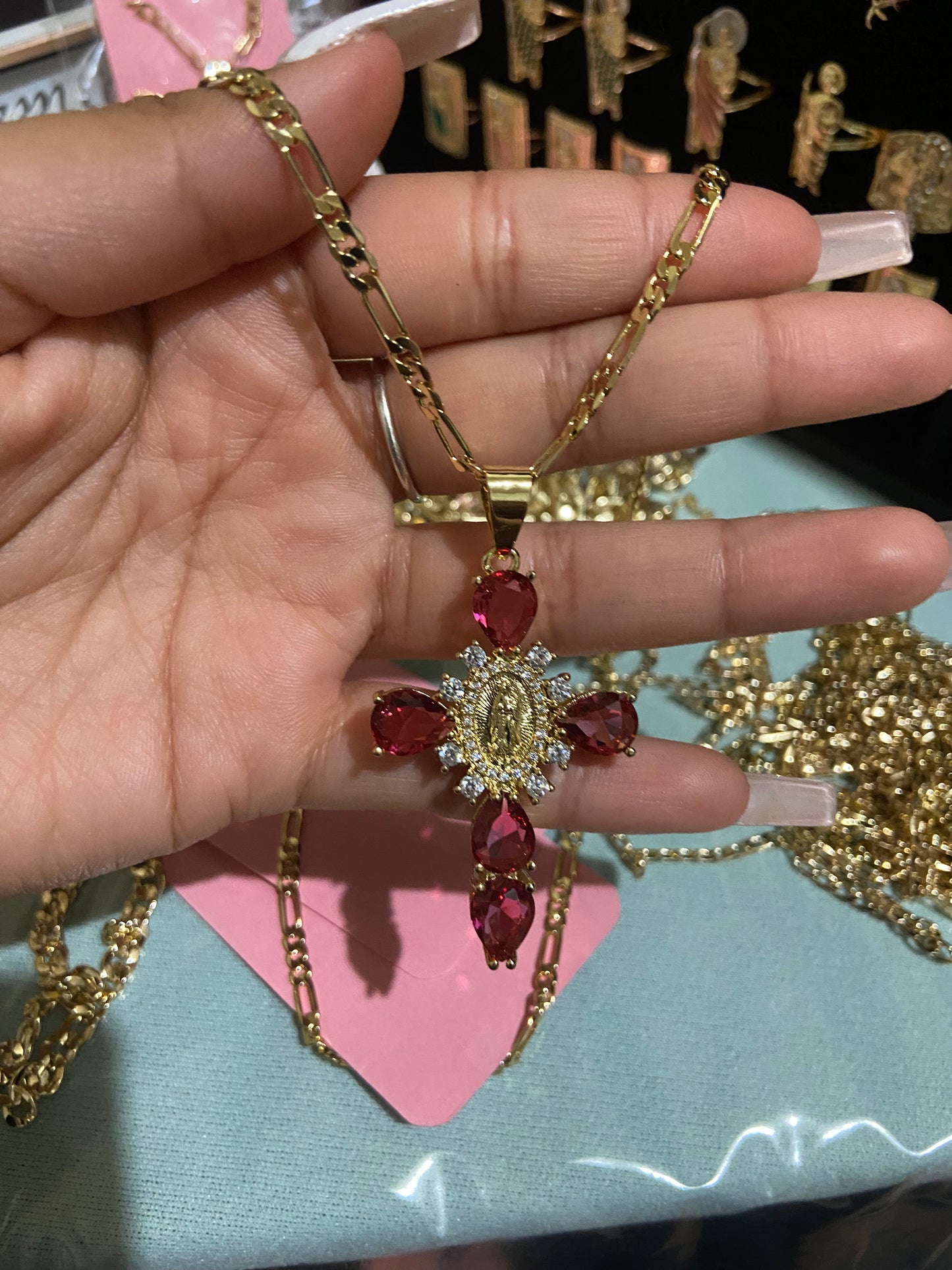 Red Crystal Cross Necklace