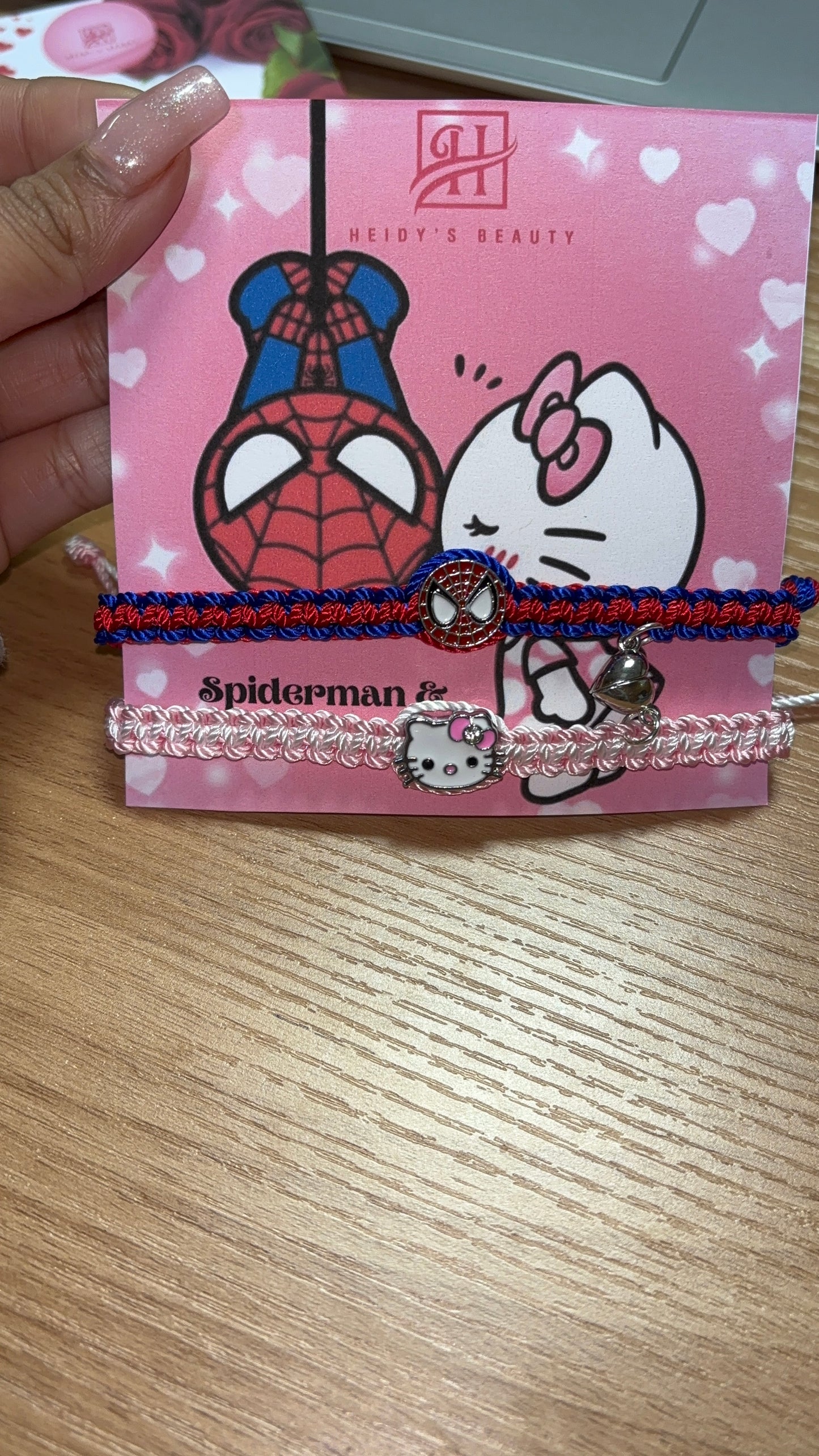 Spiderman & Hello Kitty Bracelets with Packaging