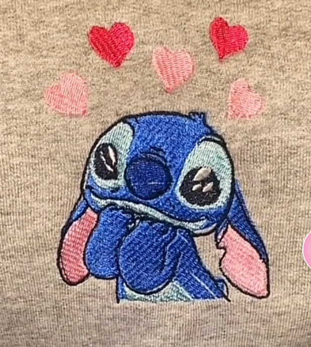 Blue Alien Embroidered Crewneck Sweater