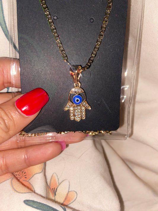 Blue Hand Necklace