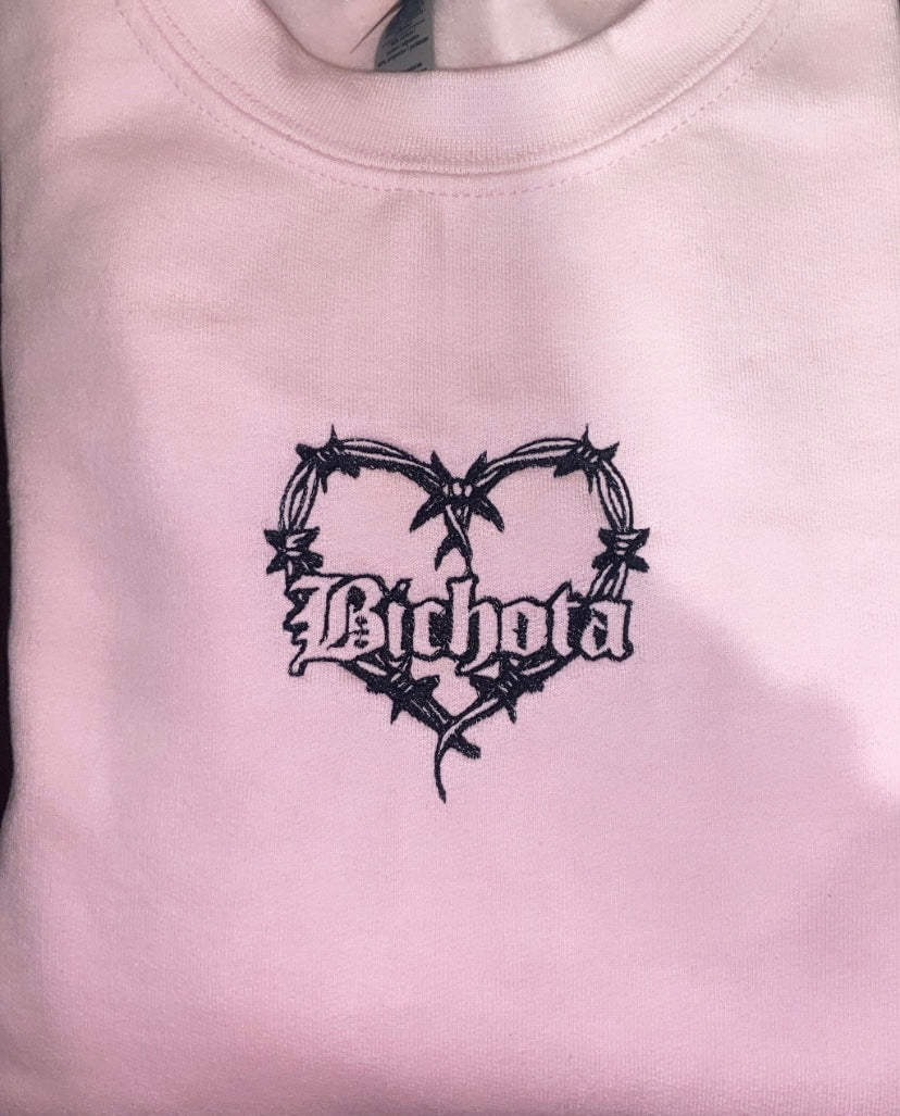 Baby Pink Bichota Embroidered Crewneck